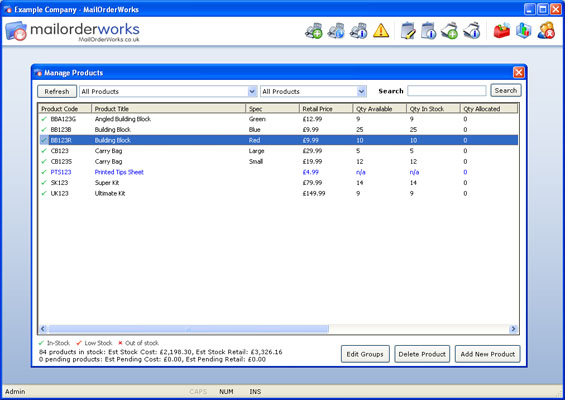 Inventory management with stock control