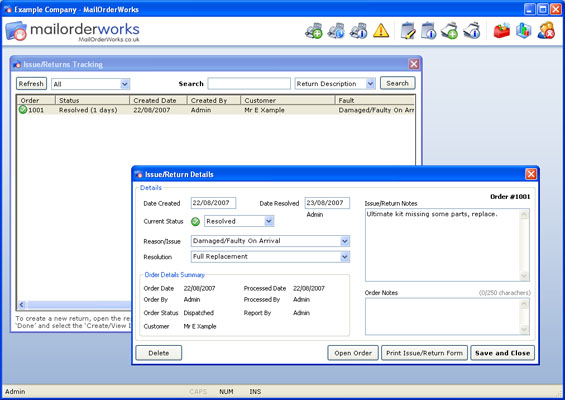 Return tracking