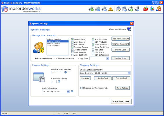 Edit system settings